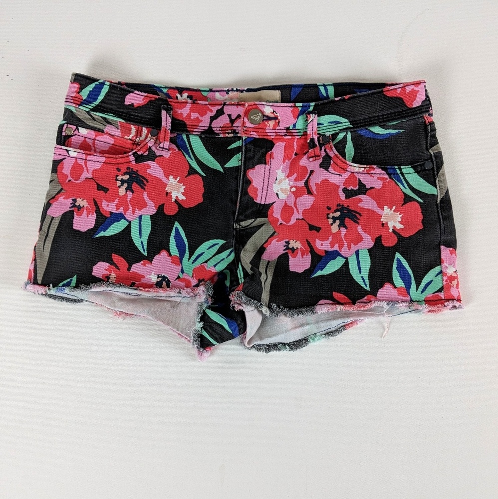 Roxy Hawaiian Tropical Floral Cut Off Jean Shorts